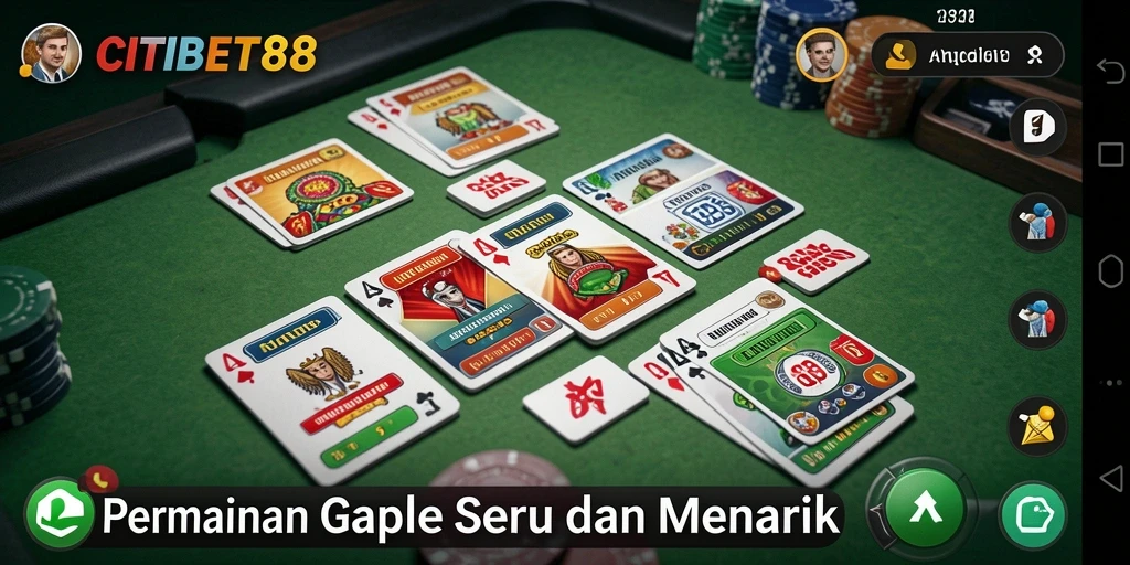 Tampilan gameplay seru dalam CITIBET88 menantang keterampilan Gaple Anda.