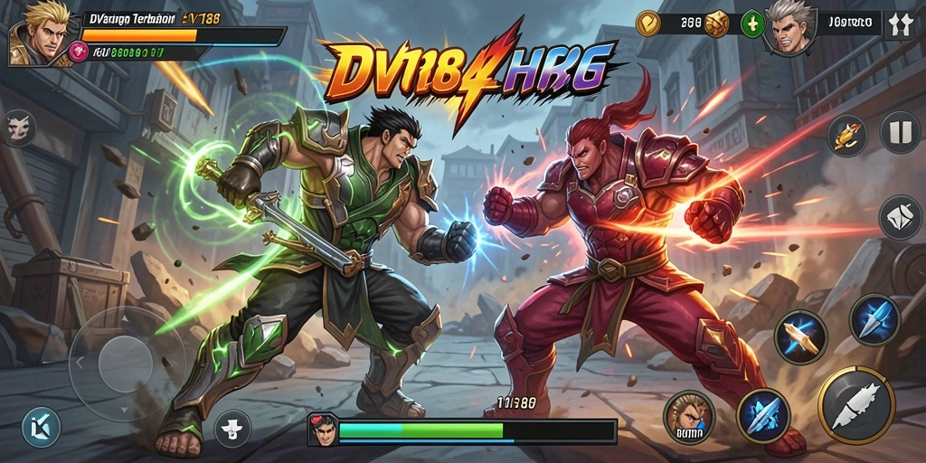 Screenshot gameplay DV188 menampilkan pertarungan mendebarkan antara dua karakter.