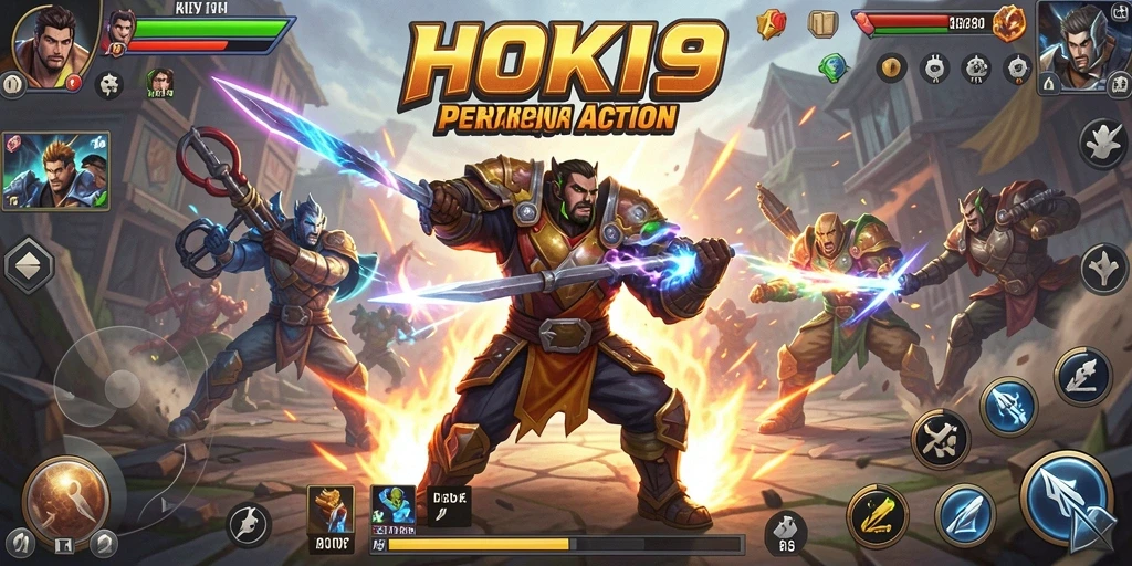 Tampilan seru dari pertempuran di HOKI9 dengan karakter aksi dinamis.