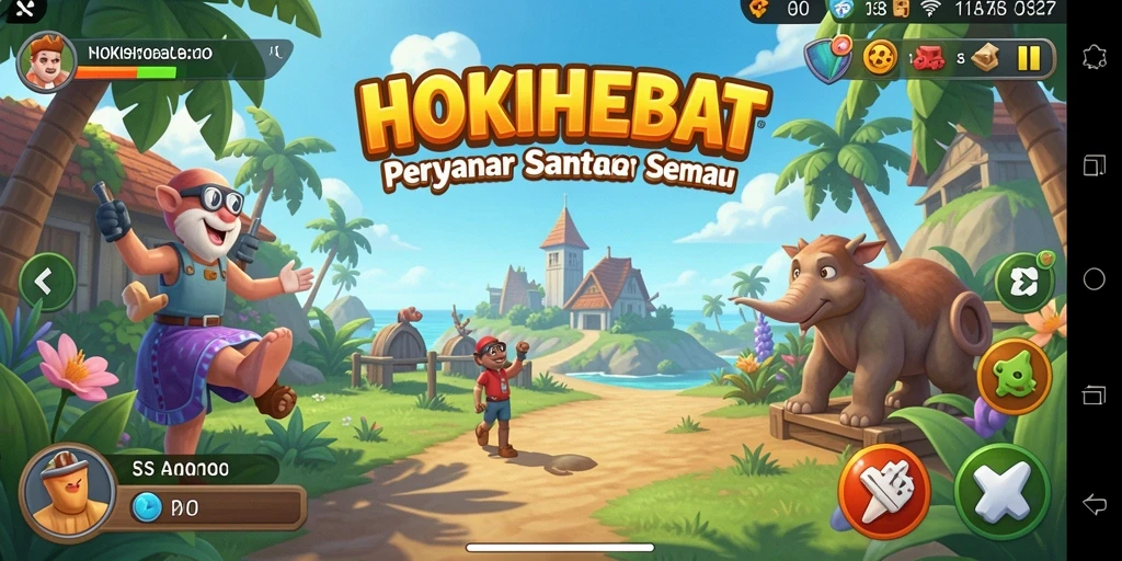 Tampilan gameplay HOKIHEBAT yang cerah dan menarik.