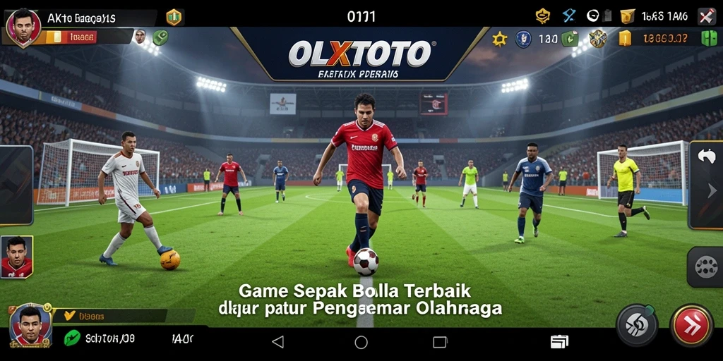 Tampilan gameplay OLXTOTO menampilkan aksi sepak bola yang seru dan mendebarkan.