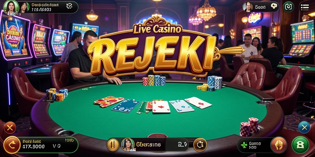 Tampilan permainan Live Casino yang menarik dan interaktif dalam <strong>REJEKI</strong>.
