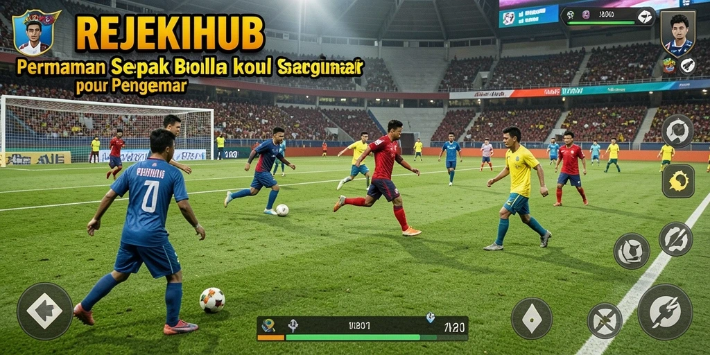 Tampilan gameplay REJEKIHUB yang mendebarkan saat mencetak gol.