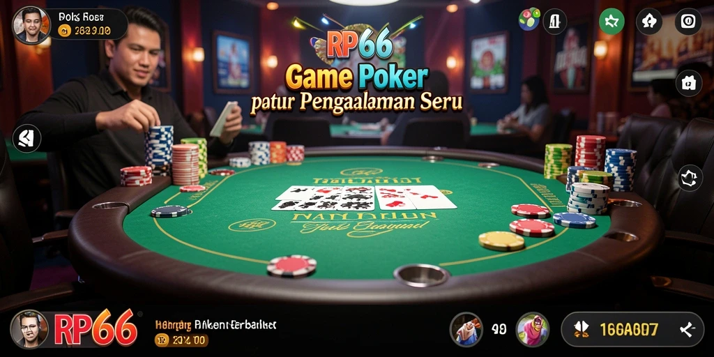 Screenshot utama RP66 menampilkan momen seru dalam permainan Poker.