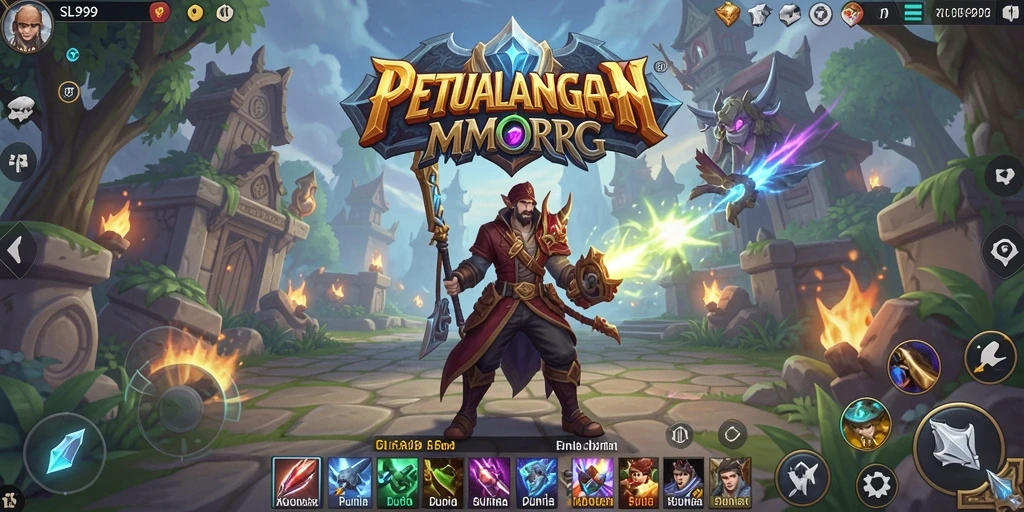 Screenshot SL999 menunjukkan aksi seru dalam pertempuran MMORPG.
