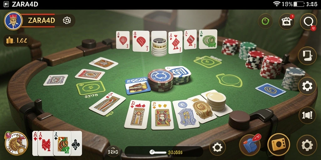 Tampilan gameplay ZARA4D yang menampilkan keseruan bermain Gaple.